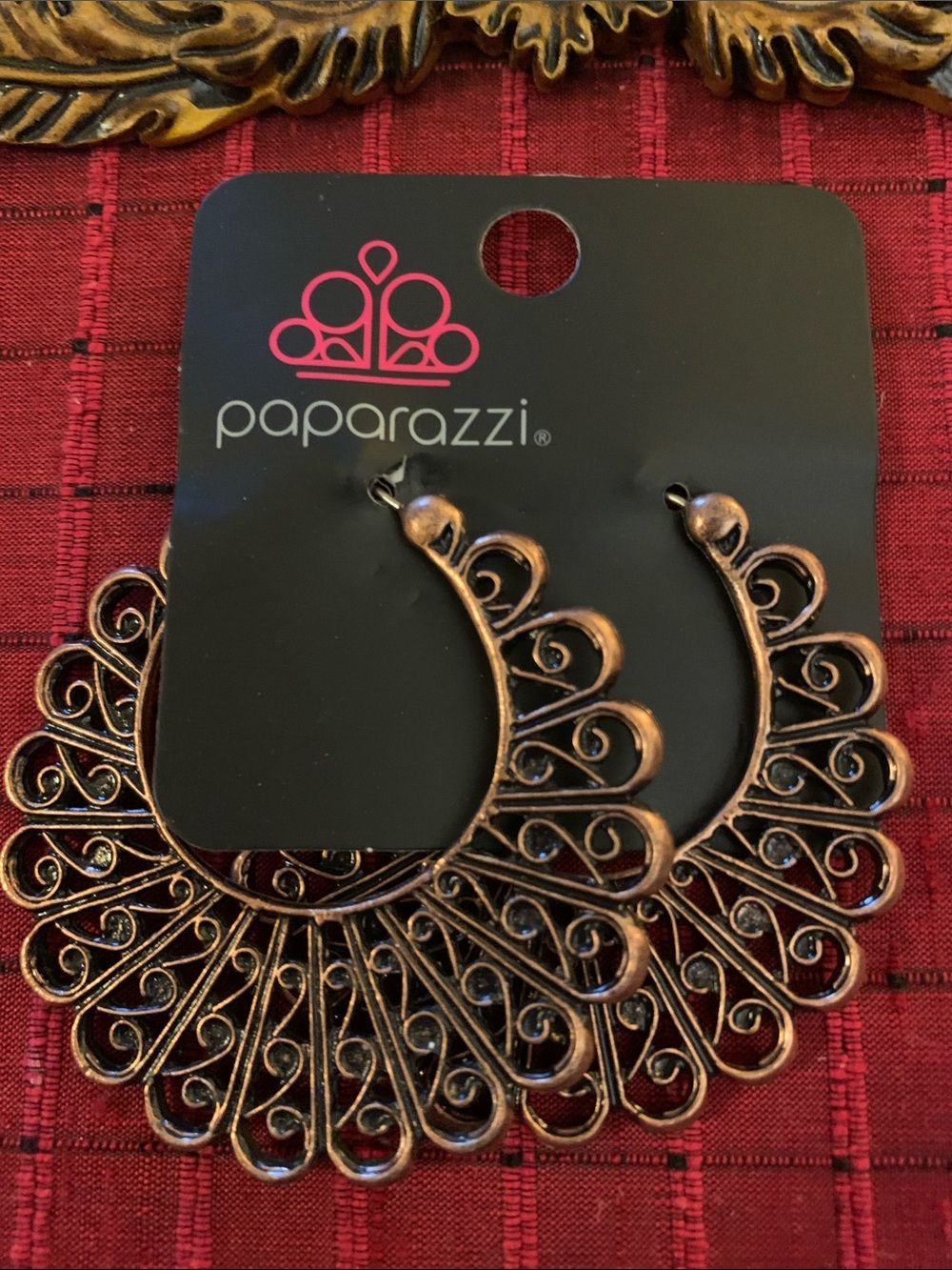 paparazzi Copper Scalloped Filigree Hoop Earrings - Copper